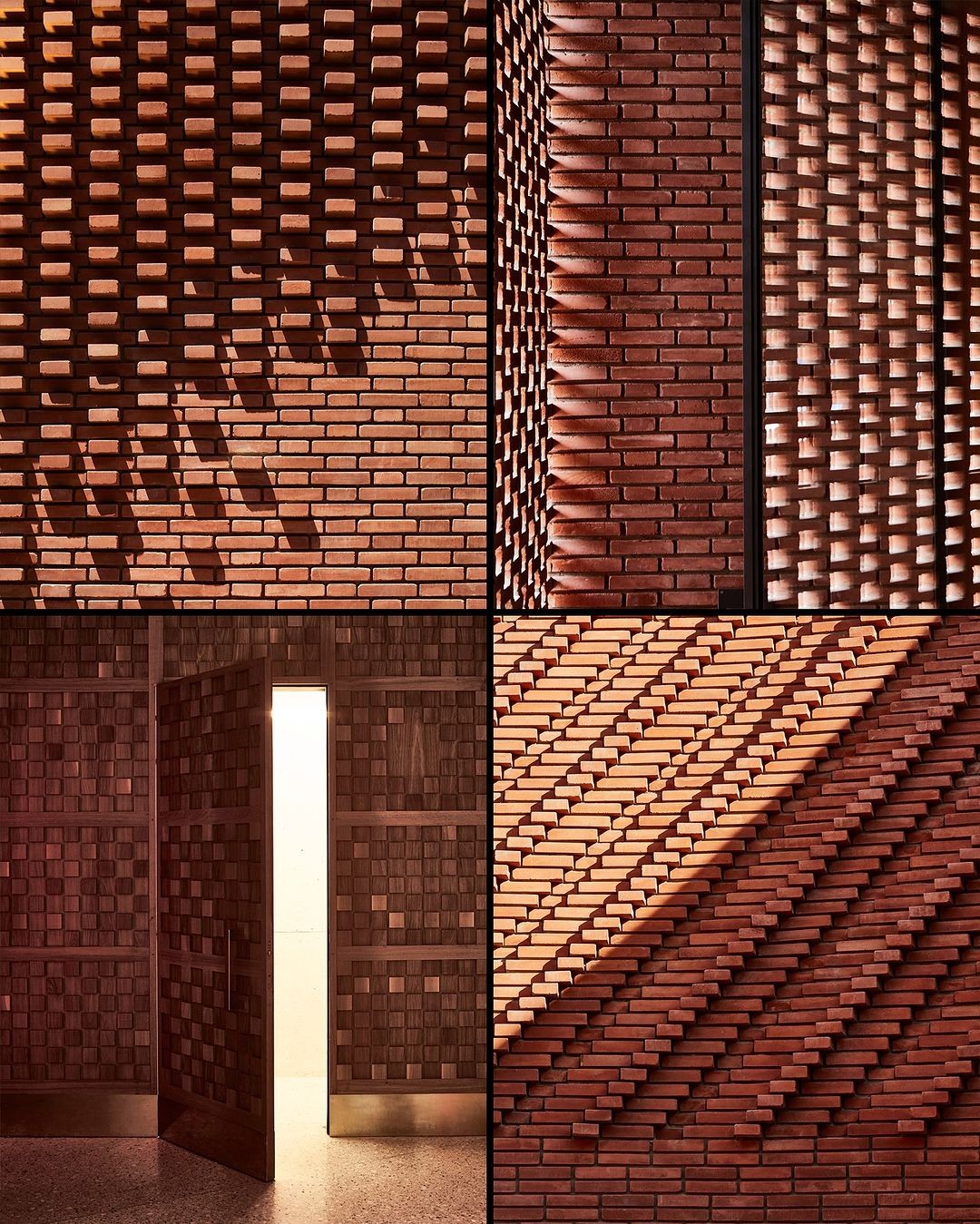 Motifs de briques en terre cuite avec jeux de lumière et d'ombre